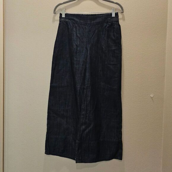Crosby Dark Chambray Denim Wide Leg Cropped Pants Size 4 - Picture 1 of 7